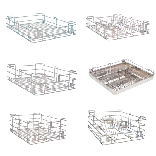 BLOO BASKET Stainless Steel 202 Modular Kitchen Basket Utensils Drawer Wired Set Of 6 (Size : 19 Inch Width X 20 Inch Depth) Silver - Countertop, Hanging Shelves, Rectangular 