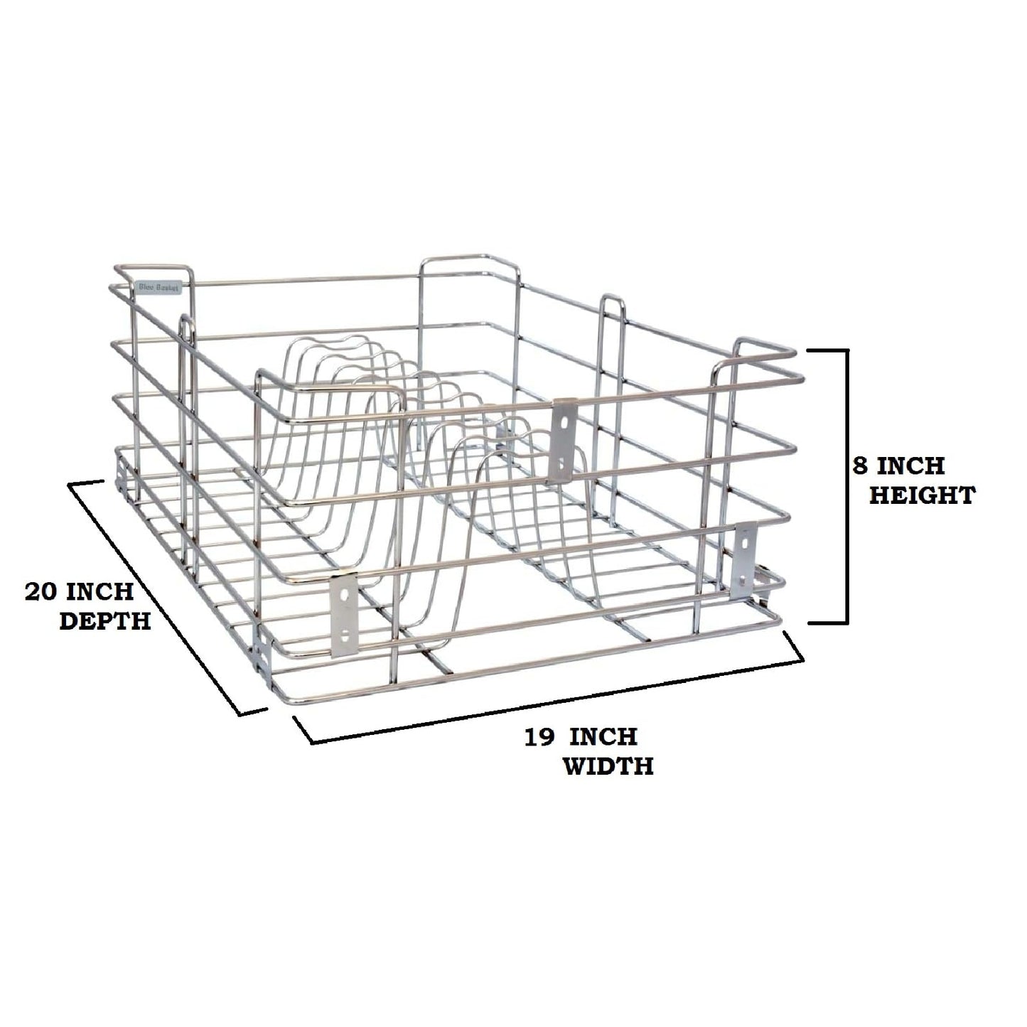 BLOO BASKET Stainless Steel 202 Modular Kitchen Basket Utensils Drawer Wired Set Of 6 (Size : 19 Inch Width X 20 Inch Depth) Silver - Countertop, Hanging Shelves, Rectangular 