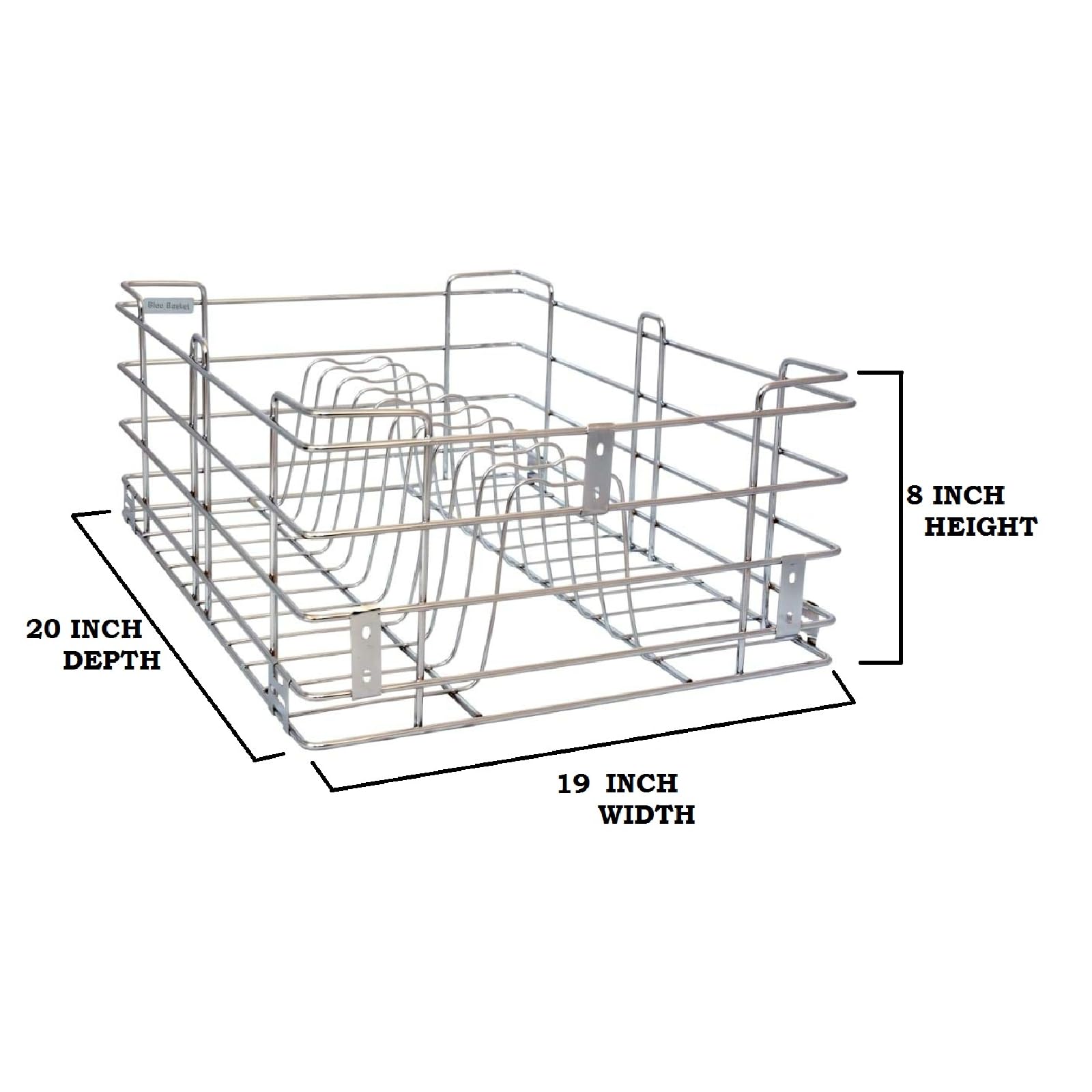 BLOO BASKET Stainless Steel 202 Modular Kitchen Basket Utensils Drawer Wired Set Of 6 (Size : 19 Inch Width X 20 Inch Depth) Silver - Countertop, Hanging Shelves, Rectangular 