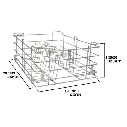 BLOO BASKET Stainless Steel 202 Modular Kitchen Basket Utensils Drawer Wired Set Of 6 (Size : 19 Inch Width X 20 Inch Depth) Silver - Countertop, Hanging Shelves, Rectangular 