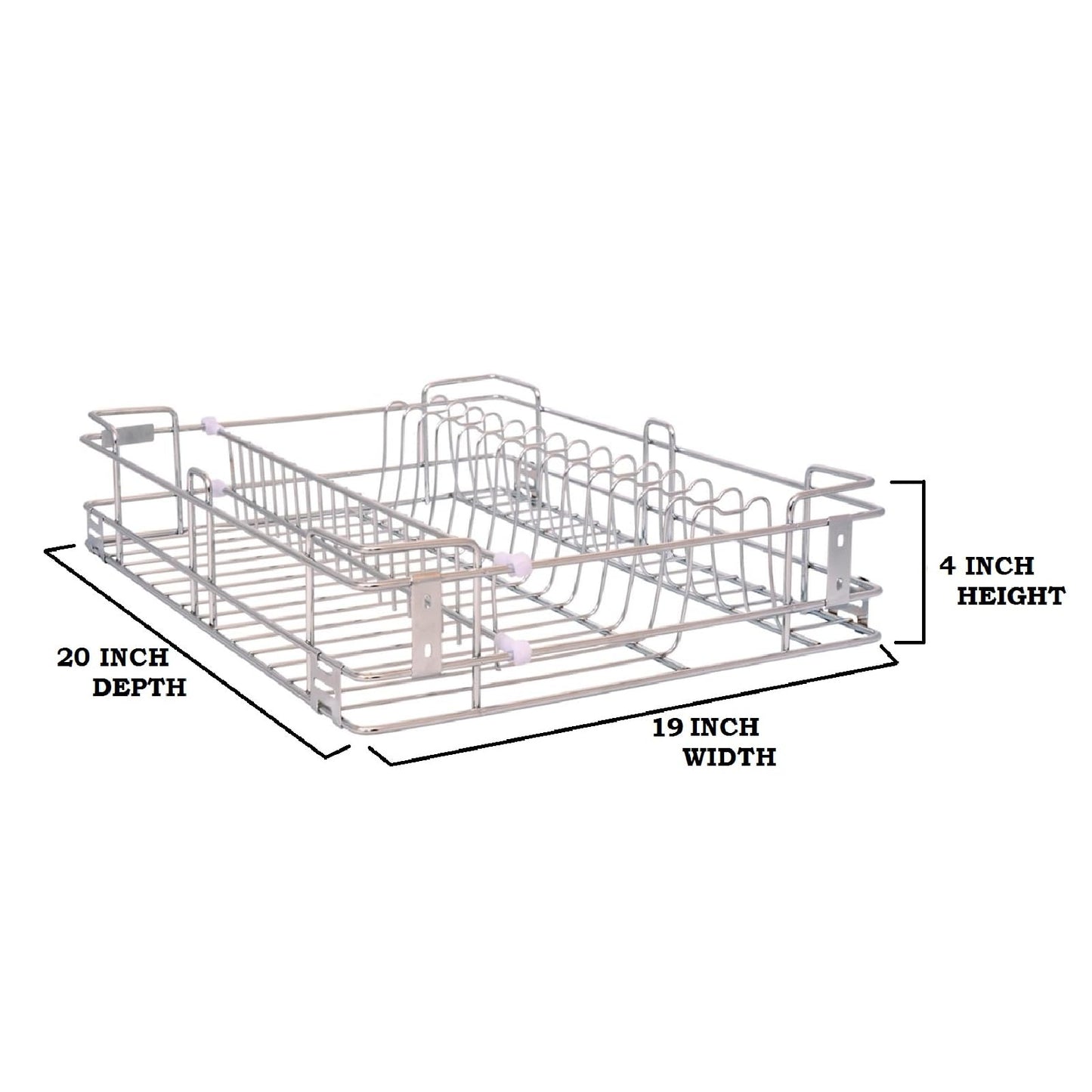 BLOO BASKET Stainless Steel 202 Modular Kitchen Basket Utensils Drawer Wired Set Of 6 (Size : 19 Inch Width X 20 Inch Depth) Silver - Countertop, Hanging Shelves, Rectangular 