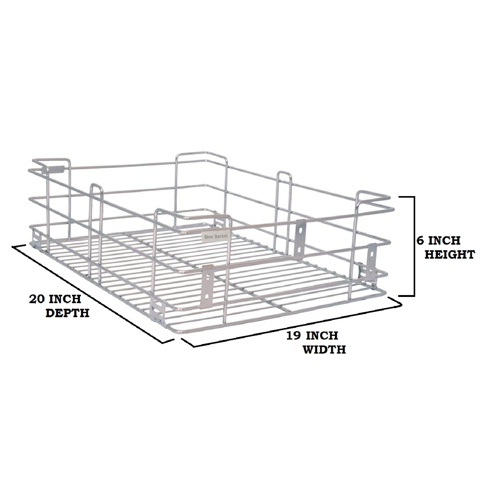 BLOO BASKET Stainless Steel 202 Modular Kitchen Basket Utensils Drawer Wired Set Of 6 (Size : 19 Inch Width X 20 Inch Depth) Silver - Countertop, Hanging Shelves, Rectangular 
