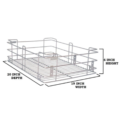 BLOO BASKET Stainless Steel 202 Modular Kitchen Basket Utensils Drawer Wired Set Of 6 (Size : 19 Inch Width X 20 Inch Depth) Silver - Countertop, Hanging Shelves, Rectangular 