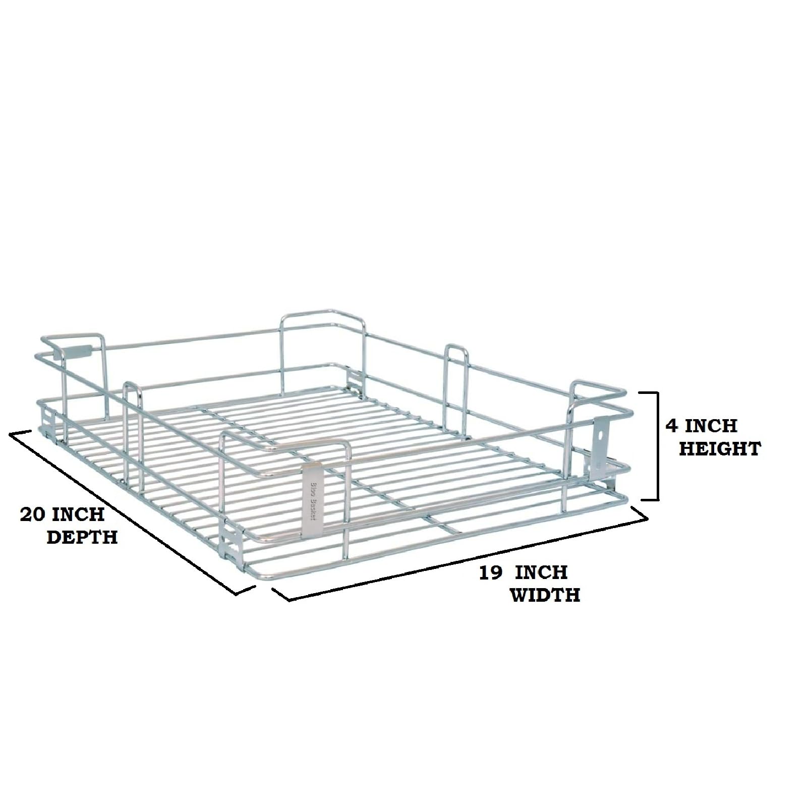 BLOO BASKET Stainless Steel 202 Modular Kitchen Basket Utensils Drawer Wired Set Of 6 (Size : 19 Inch Width X 20 Inch Depth) Silver - Countertop, Hanging Shelves, Rectangular 