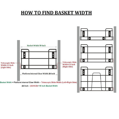 BLOO BASKET Stainless Steel 202 Modular Kitchen Basket Utensils Drawer Wired Set Of 6 (Size : 19 Inch Width X 20 Inch Depth) Silver - Countertop, Hanging Shelves, Rectangular 