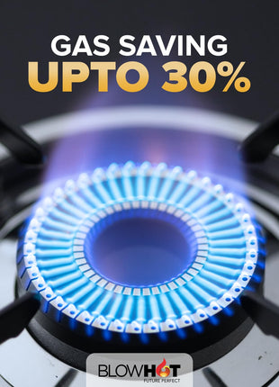 BLOWHOT Emerald Heavy Tornado Brass 2 Burner Auto Ignition Gas Stove - Toughened Glass Cook Top -ISI certified- Black Powder Coated Body - 2 Year Warranty By Blowhot on Burner, Gas Valve and Glass 