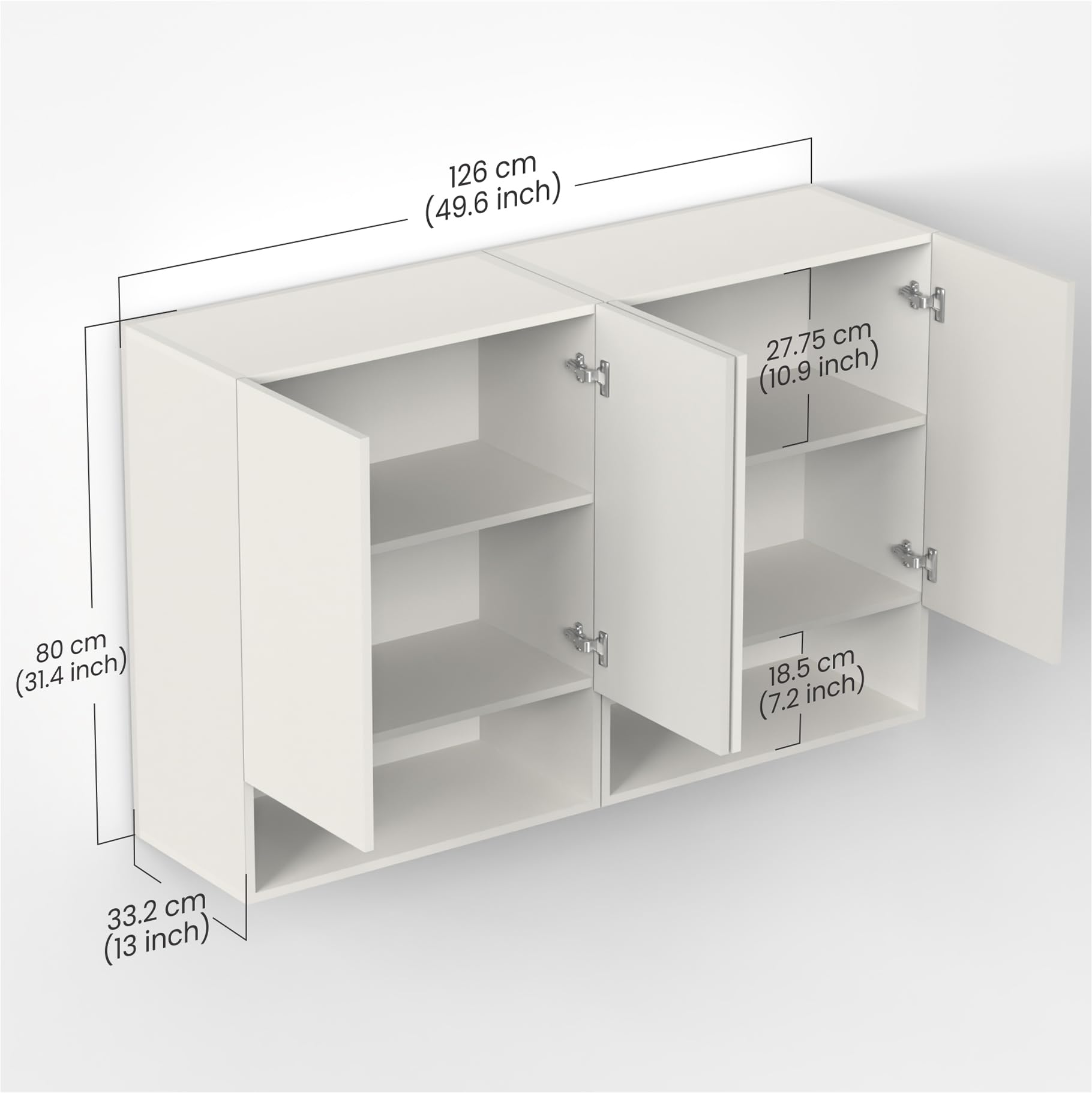 BLUEWUD Opryt with Shelf Two Kitchen Cabinet Rack, Wall Mounted Storage Crockery Cabinet Unit for Kitchen Utensils, Jars, Spices,Modular Cupboard for Home & Kitchen DIY (White)(Set of 2) 
