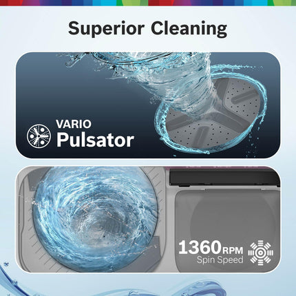 BOSCH 8 kg 5 Star with 1360 High RPM Spin Motor Semi Automatic Top Load Washing Machine Multicolor (WJP802P0IN) 
