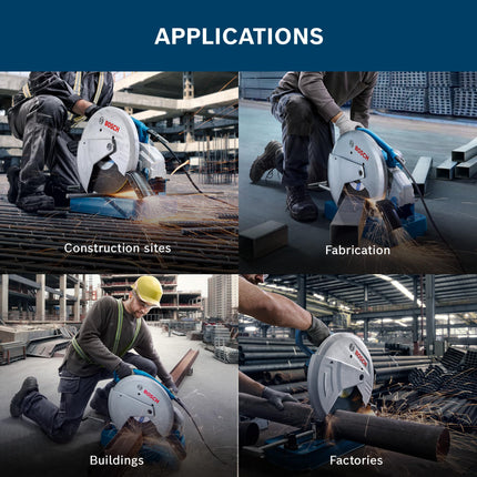 BOSCH GCO 220 Professional Electric Chop Saw | Powerful Cut Off Saw Machine | C-Handle | Rated Power of 2200 W| Speed upto 3800 RPM |Long Lifespan |Disc Diameter 355 mm (14 Inch) | 1 Yr Warranty 