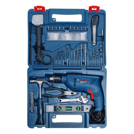 BOSCH GSB 600 Corded Electric Impact Drill, 100Pcs Accessory Set | 600 W Motor | Speed of 3000 RPM | Rated Torque of 1.4 Nm | Impact rate of 48000 BPM | Double Insulation | 1 Year Warranty 