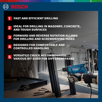 BOSCH GSB 600 Corded Electric Impact Drill, 100Pcs Accessory Set | 600 W Motor | Speed of 3000 RPM | Rated Torque of 1.4 Nm | Impact rate of 48000 BPM | Double Insulation | 1 Year Warranty 