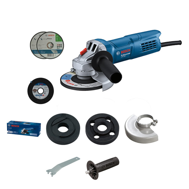 BOSCH Professional GWS 800 Angle Grinder | 800W Power | No-load Speed of 11000 RPM | 2 Cutting and 1 Grinding Wheel| M10 Grinding Spindle Thread | 100 mm Disc | 1 Year Warranty 