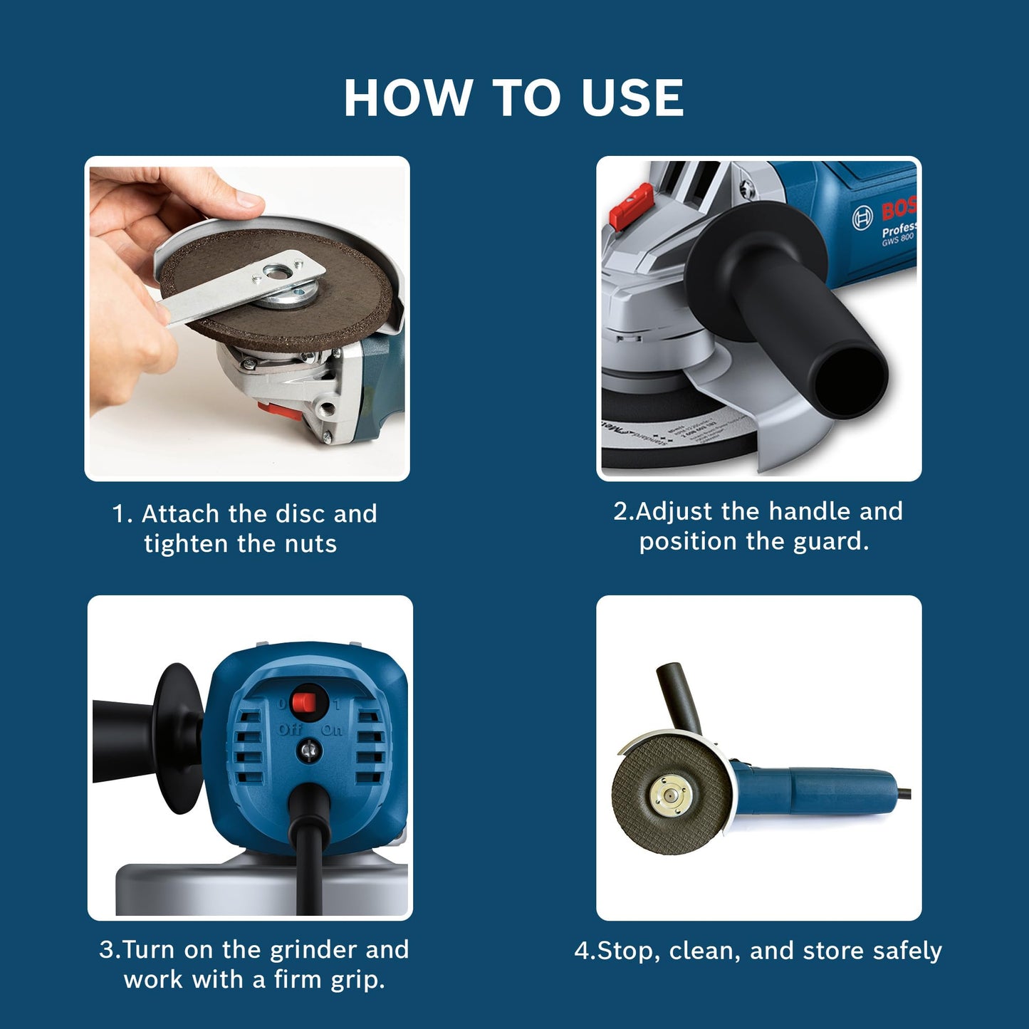 BOSCH Professional GWS 800 Angle Grinder | 800W Power | No-load Speed of 11000 RPM | 2 Cutting and 1 Grinding Wheel| M10 Grinding Spindle Thread | 100 mm Disc | 1 Year Warranty 