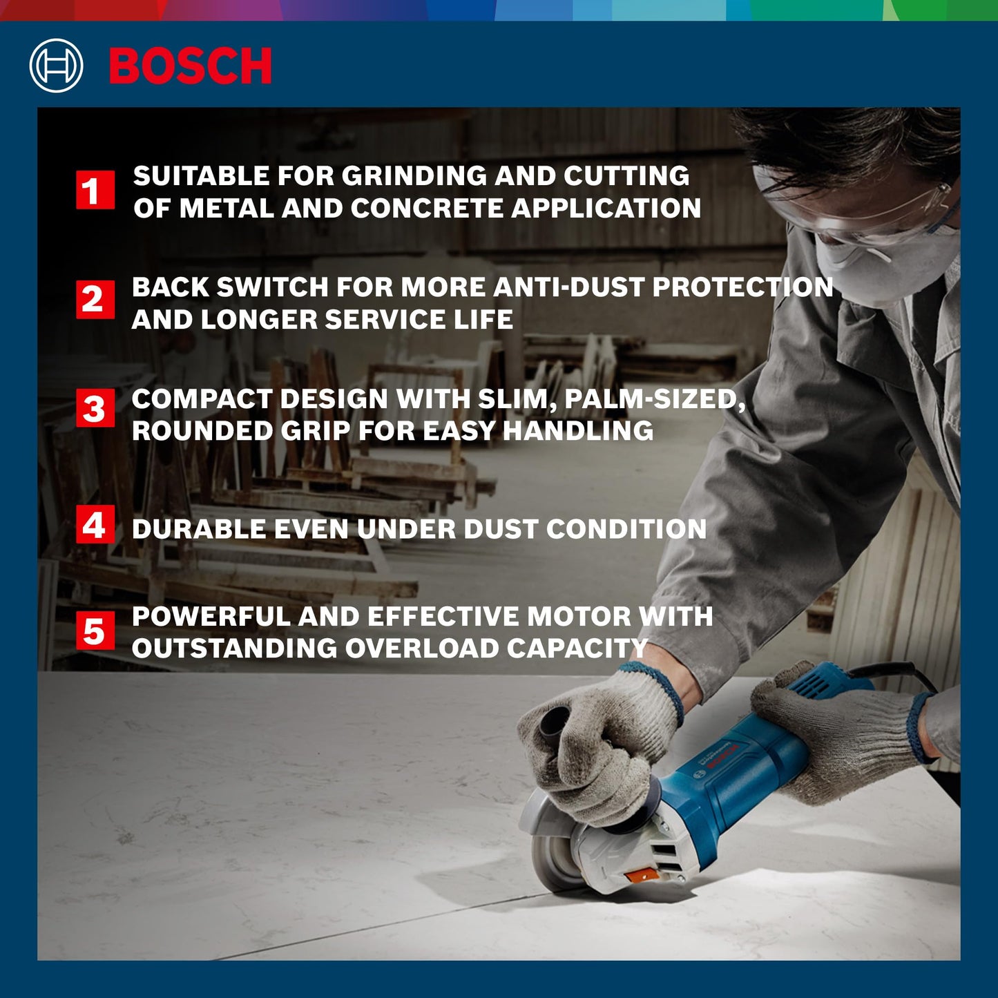 BOSCH Professional GWS 800 Angle Grinder | 800W Power | No-load Speed of 11000 RPM | 2 Cutting and 1 Grinding Wheel| M10 Grinding Spindle Thread | 100 mm Disc | 1 Year Warranty 