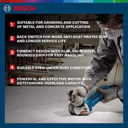 BOSCH Professional GWS 800 Angle Grinder | 800W Power | No-load Speed of 11000 RPM | 2 Cutting and 1 Grinding Wheel| M10 Grinding Spindle Thread | 100 mm Disc | 1 Year Warranty 