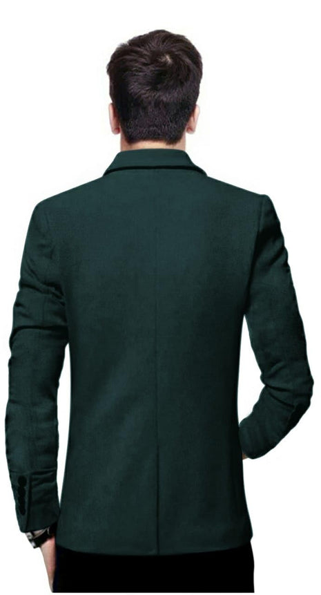 BREGEO Men's Party Slim Fit Single Breasted Blazer (36, Green) 