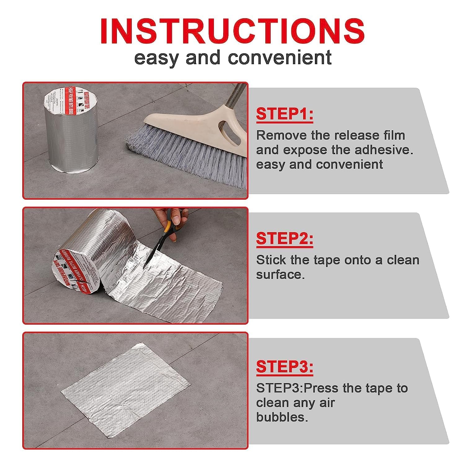 BRITSPEAR Alluminium Foil Waterproof Butyl Rubber Tape Leakage Repair For Roof Pipe Door Ceiling Kitchen Sink Surface Crack Water Tank Adhesive Tape (10 cm x 5 Meter) 