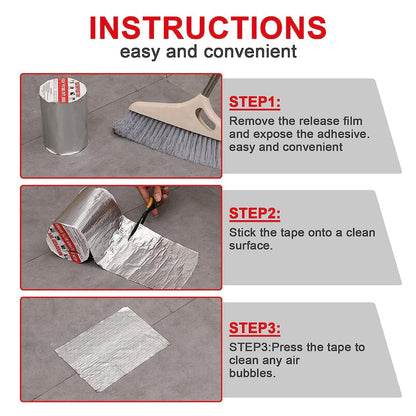BRITSPEAR Alluminium Foil Waterproof Butyl Rubber Tape Leakage Repair For Roof Pipe Door Ceiling Kitchen Sink Surface Crack Water Tank Adhesive Tape (10 cm x 5 Meter) 