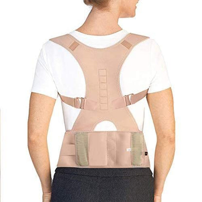 BRITSPEAR Neoprene Posture Corrector Shoulder Back Bone Braces Medical Support Abdominal Belt For Men And Women|Lumber Chest Support Pain Relief For Neck Shoulder (Universal Size_Beige) 