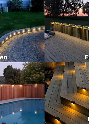 BRITSPEAR Waterproof LED Solar Powered Deck Stair Outdoor Light for Railing, Wall Garden,Pathway, Backyard, Patio, and Balcony Decoration (20) 