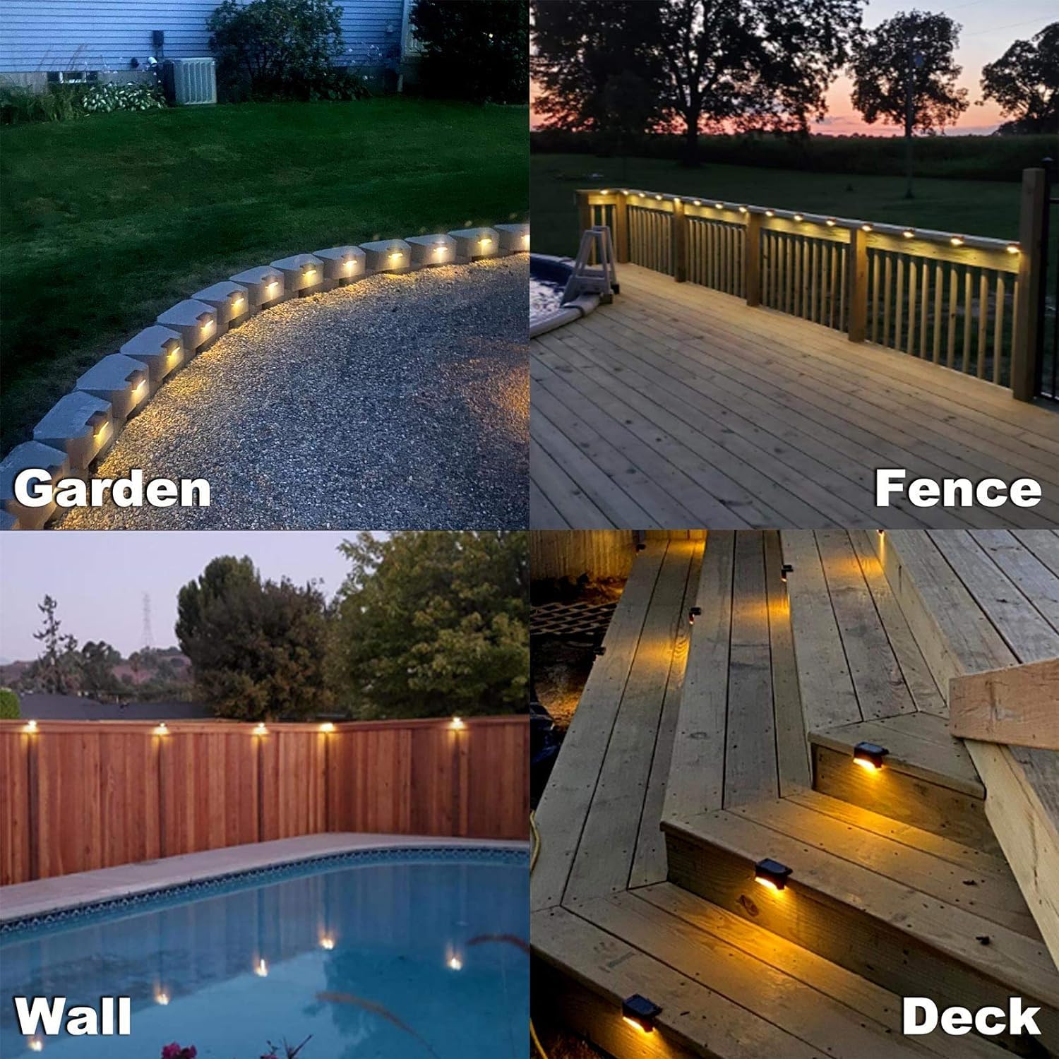 BRITSPEAR Waterproof LED Solar Powered Deck Stair Outdoor Light for Railing, Wall Garden,Pathway, Backyard, Patio, and Balcony Decoration (20) 