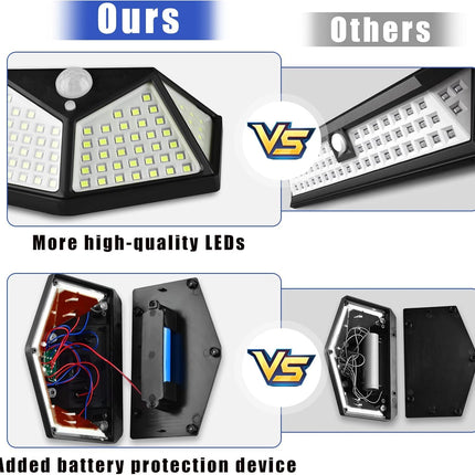 BRITSPEAR Waterproof Solar 100 LED Lights for Outdoor Use in Gardens, Patios, Garages, Decks, Pathways, and Porches Solar Lights Outdoor Motion Sensors with 3 Modes (Classic) 