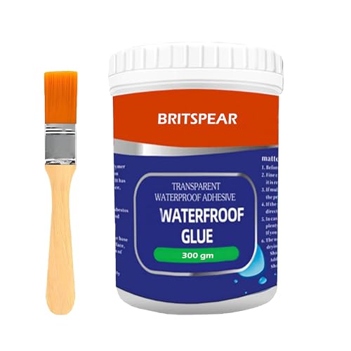 BRITSPEAR Waterproof Transparent Crack Seal Glue 300gm, Brush for Roof Leaks Waterproofing Transparent Glue for Pipe Wall Tiles and Crack Sealant Roof Water Leakage Solution (PACK 1 | 300gm) 
