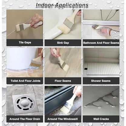 BRITSPEAR Waterproof Transparent Crack Seal Glue 300gm, Brush for Roof Leaks Waterproofing Transparent Glue for Pipe Wall Tiles and Crack Sealant Roof Water Leakage Solution (PACK 1 | 300gm) 