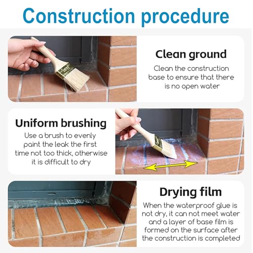 BRITSPEAR Waterproof Transparent Crack Seal Glue 300gm, Brush for Roof Leaks Waterproofing Transparent Glue for Pipe Wall Tiles and Crack Sealant Roof Water Leakage Solution (PACK 1 | 300gm) 
