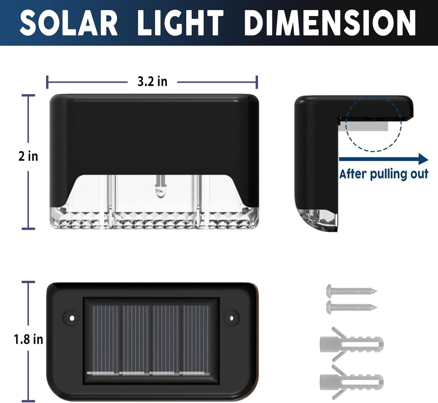 BRITSPEAR plastic Waterproof LED Solar Powered Deck Stair Outdoor Light for Railing, Wall Garden,Pathway, Backyard, Patio, and Balcony Decoration (4) 