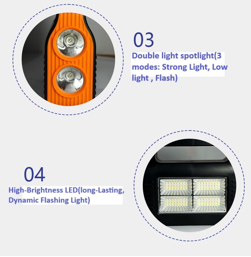 BROGBUS Rechargeable Solar Portable Inverter with 3 Individual 2 Volt Led Bulbs with 3.75 Meter Long Wire & AC/DC USB Socket with Solar Panel (Green,Orange) 