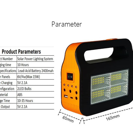 BROGBUS Rechargeable Solar Portable Inverter with 3 Individual 2 Volt Led Bulbs with 3.75 Meter Long Wire & AC/DC USB Socket with Solar Panel (Green,Orange) 