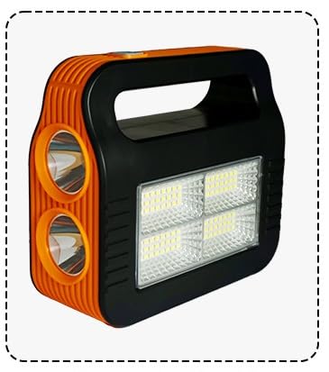 BROGBUS Rechargeable Solar Portable Inverter with 3 Individual 2 Volt Led Bulbs with 3.75 Meter Long Wire & AC/DC USB Socket with Solar Panel (Green,Orange) 