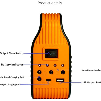 BROGBUS Rechargeable Solar Portable Inverter with 3 Individual 2 Volt Led Bulbs with 3.75 Meter Long Wire & AC/DC USB Socket with Solar Panel (Green,Orange) 