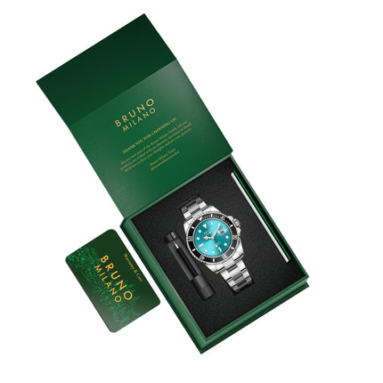 BRUNO MILANO Luxury Stainless Steel Sports Business Wrist Analog Watch For Men with Date - Sophisticated and Durable Design | Best Gift | Formal Timeless Stylish Analog Watch For Men (Teal) 