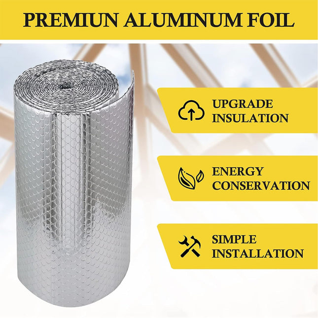 BUILDINGSHOP Aluminium Heat Insulation 300 GSM (8 mm) Sheet - (1.2 Mtr X 5 Mtr) Silver Bubble Sheet Heat Insulation Sheet for Roof Shield for Summer Radiant Barrier Thermal 