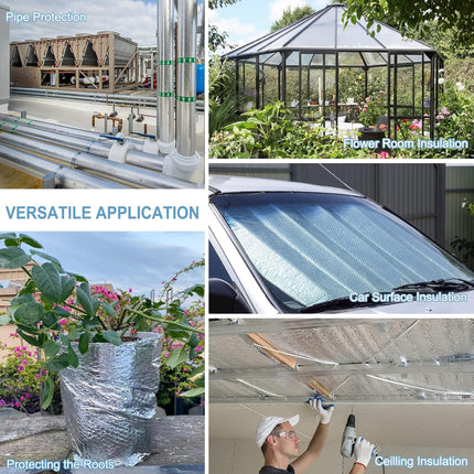 BUILDINGSHOP Aluminium Heat Insulation 300 GSM (8 mm) Sheet - (1.2 Mtr X 5 Mtr) Silver Bubble Sheet Heat Insulation Sheet for Roof Shield for Summer Radiant Barrier Thermal 