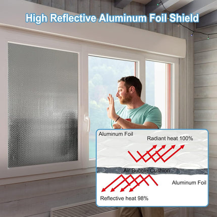 BUILDINGSHOP Aluminium Heat Insulation 300 GSM (8 mm) Sheet - (1.2 Mtr X 5 Mtr) Silver Bubble Sheet Heat Insulation Sheet for Roof Shield for Summer Radiant Barrier Thermal 