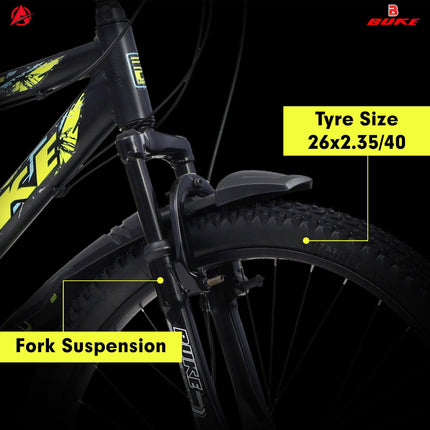 BUKE Avon Scoot 26T Multi Speed 7GEAR Black Cycle for Boys 26 T Mountain Cycle,Rigid,45 cm 