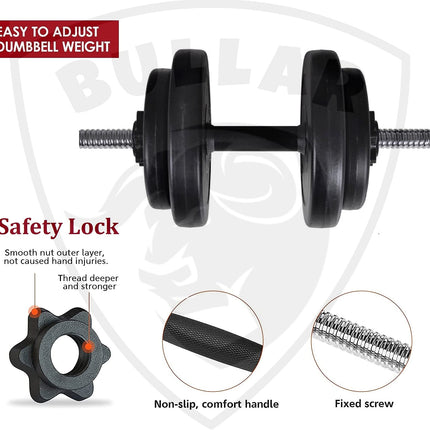 BULLAR Home Gym Set (8-30) kg Home Gym Combo with Curl Rod and Pair of Dumbbell Rods Gym Equipment for Men and Exercise Accessories for Fitness. (10 kg Home Gym Set) 