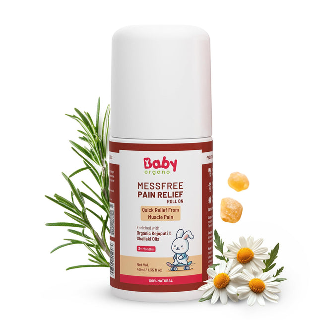 BabyOrgano New Launch Pain Relief Roll-On for Growing Pains & Muscle Aches Reduces Inflammation | Pediatrician & Dermatologically Tested | Fast-Absorbing | Non-Sticky | 3+ Months | 40ml 