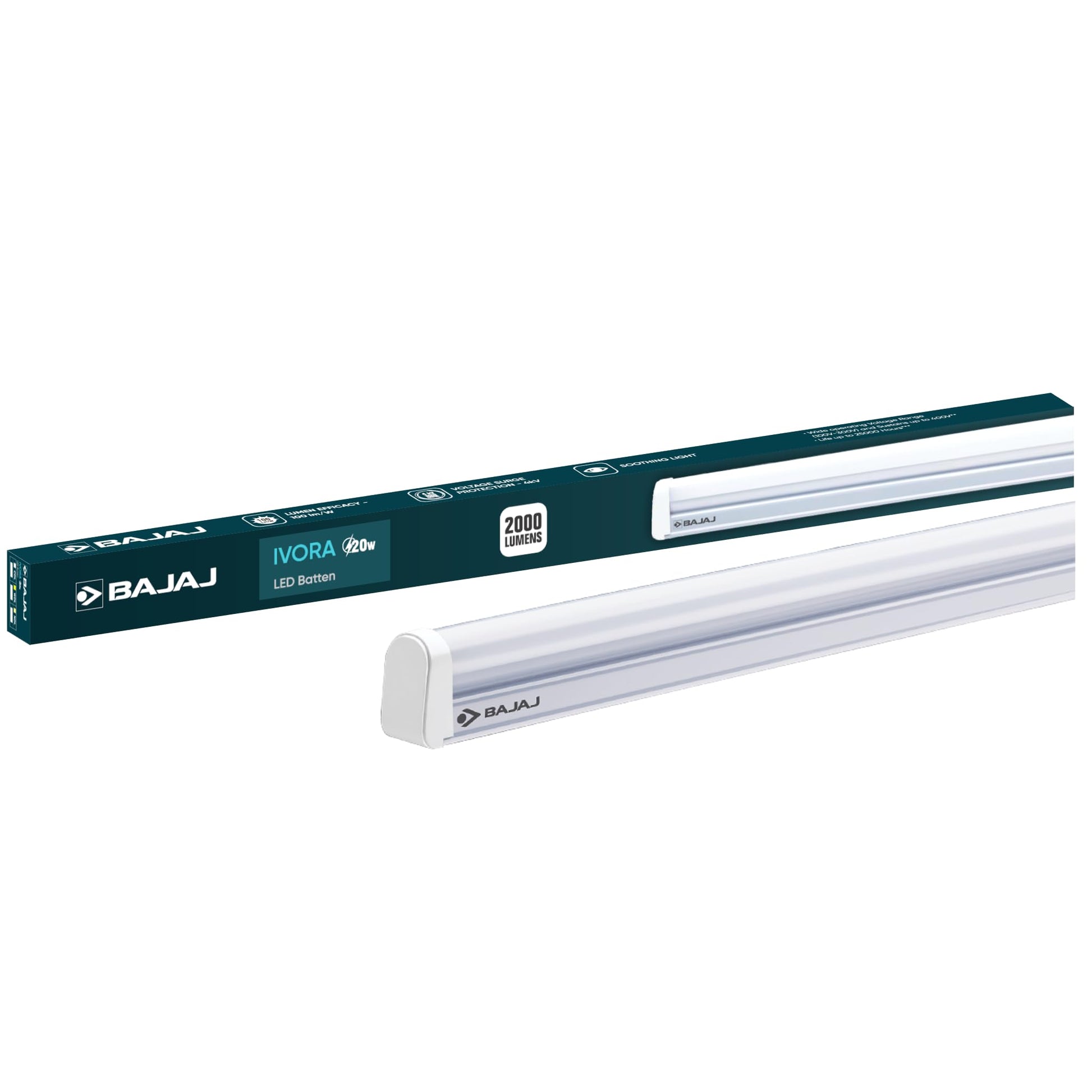 Bajaj 20W Cool Day Light LED Tubelight (Pack Of 1) | LED Tube Light For Home | IR Free | UV Free | Voltage Surge Protection Of 4 KV | Bright & Energy Efficient | White | 1 Yr Warranty 