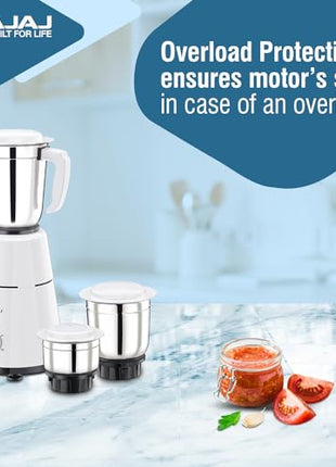 Bajaj 500 Watt GX-1 Mixer Grinder with 3 Jars- white 