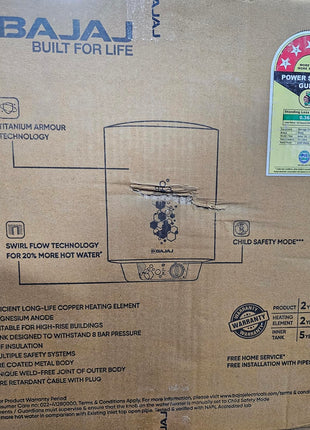 Bajaj Astor 10 Ltr Storage Water Heater | Water Heating With Swirl Flow Technology | Child Safety Mode | Inner Tank With 10 Years Warranty | Free Installation 【Grey & White】 