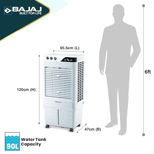 Bajaj DMH90 Neo 90L Desert Air Cooler for Home|For Larger Room|BIG ICE Chamber|Anti-Bacterial Honeycomb Pads|High-Speed |Invertor ready|90Ft Air Throw|3-Yr Product 2-Yr Pump 1-Yr Motor Warranty【White】 