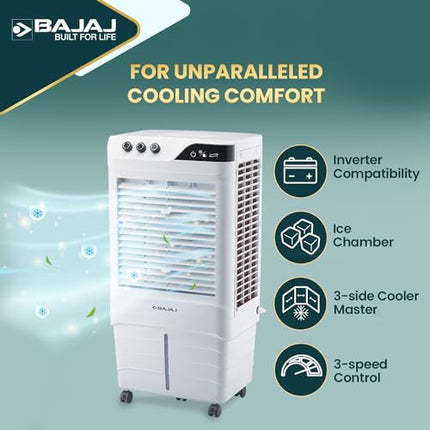 Bajaj DMH90 Neo 90L Desert Air Cooler for Home|For Larger Room|BIG ICE Chamber|Anti-Bacterial Honeycomb Pads|High-Speed |Invertor ready|90Ft Air Throw|3-Yr Product 2-Yr Pump 1-Yr Motor Warranty【White】 