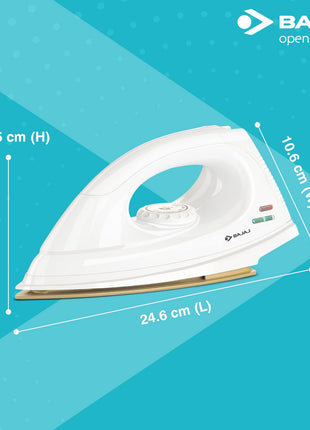 Bajaj Dx-7 1000W Dry Iron With Advance Soleplate And Anti-Bacterial German Coating Technology, White, 1000 Watts 