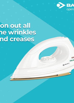 Bajaj Dx-7 1000W Dry Iron With Advance Soleplate And Anti-Bacterial German Coating Technology, White, 1000 Watts 