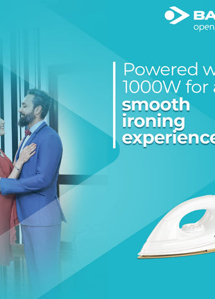 Bajaj Dx-7 1000W Dry Iron With Advance Soleplate And Anti-Bacterial German Coating Technology, White, 1000 Watts 