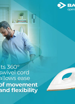Bajaj Dx-7 1000W Dry Iron With Advance Soleplate And Anti-Bacterial German Coating Technology, White, 1000 Watts 